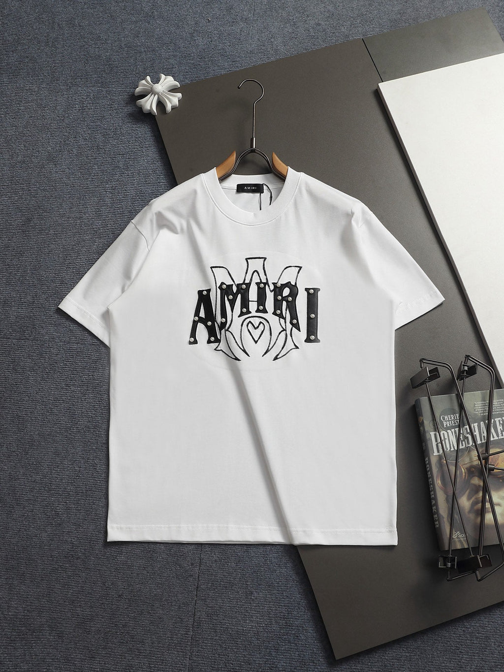 AMIRI Studded Heart Graphic Crew Neck Short‑Sleeve T‑Shirt