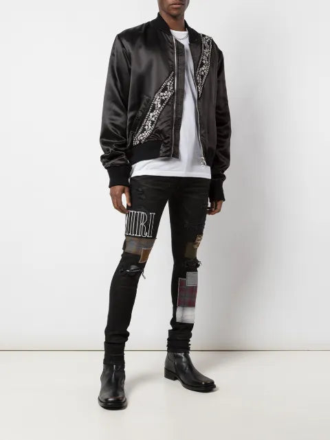 AMIRI contrast stripe bomber jacket