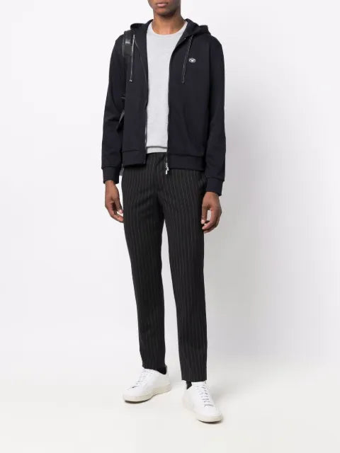 Emporio Armani logo-patch zip-up hoodie