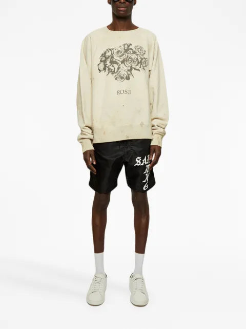 SAINT MXXXXXX Rose-print crew-neck sweatshirt