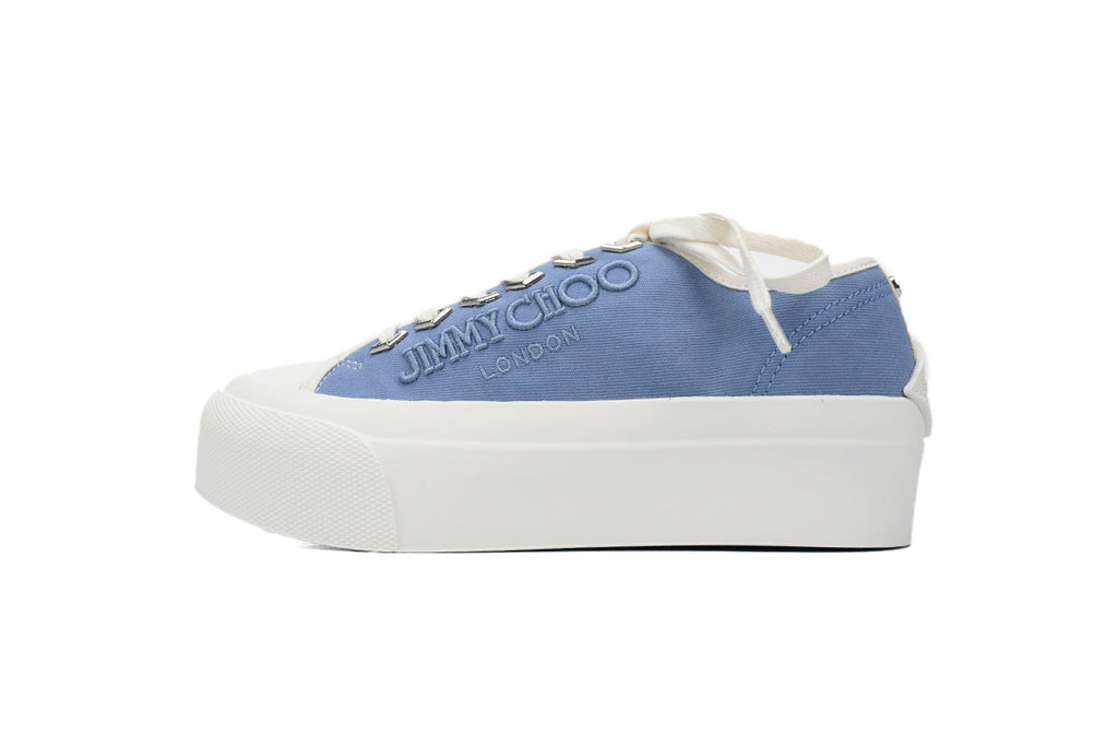 Jimmy Choo Palma Maxi Blue Canvas Platform Trainers Womens RSNOW