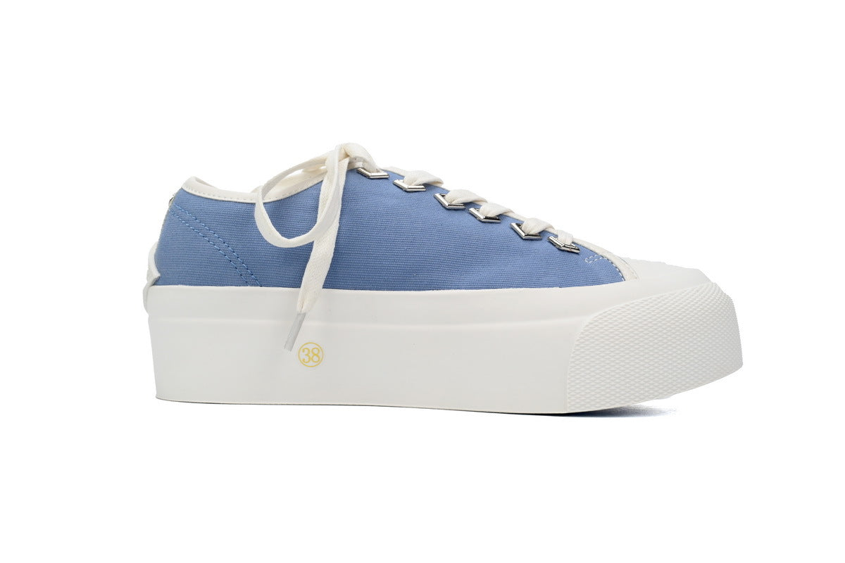 Jimmy Choo Palma Maxi Blue Canvas Platform Trainers Womens RSNOW