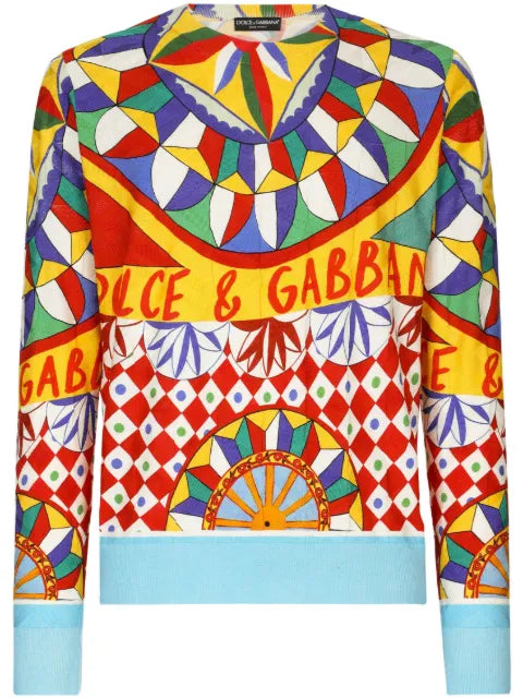 Dolce & Gabbana geometric-print silk jumper