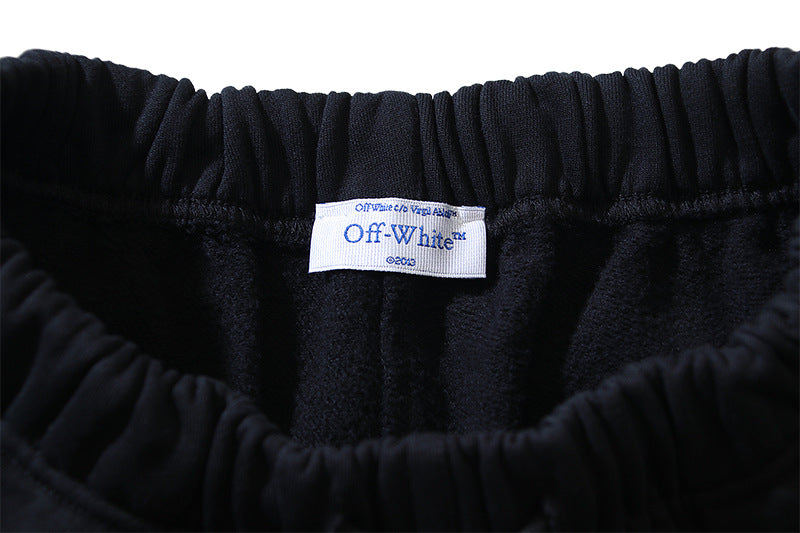 OFF-WHITE "Hand Off" Cartoon Logo Cotton Sweatshorts