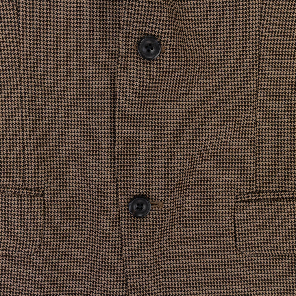 BROWN HOUNDSTOOTH NOTCH LAPEL BLAZER