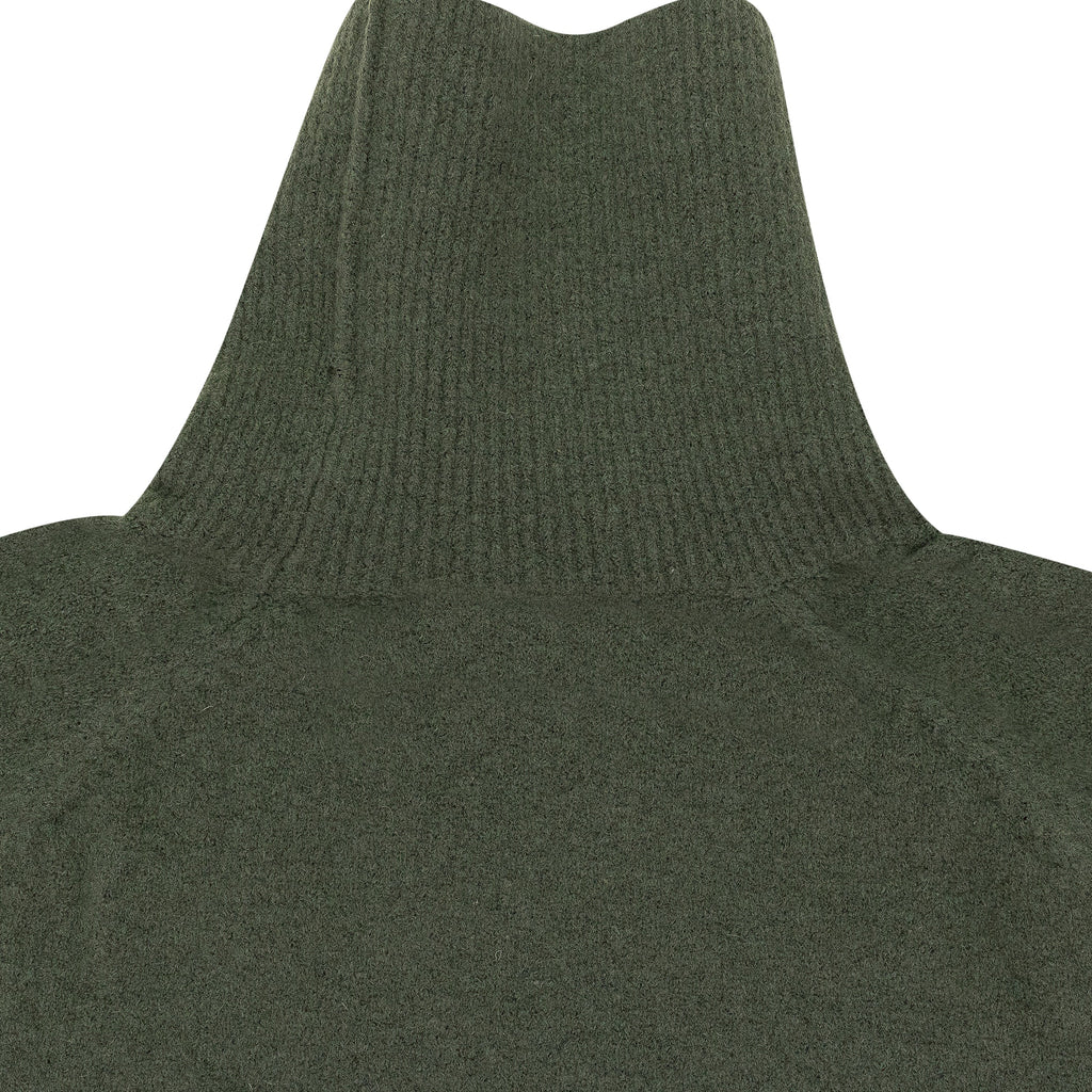 GREEN BOILED WOOL TURTLENECK SWEATER