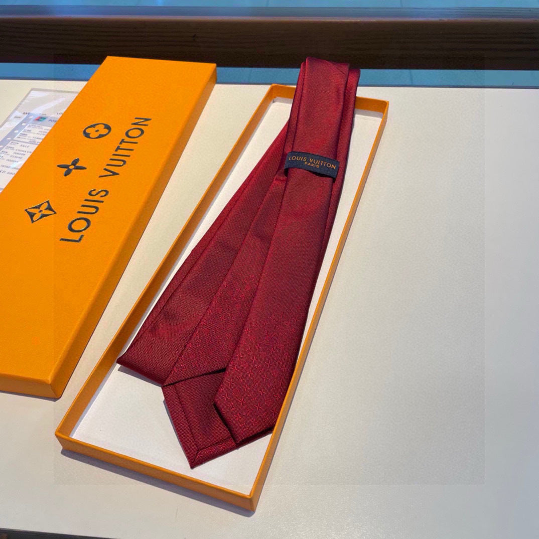 Louis Vuitton Style Men's Textured Solid Silk Tie