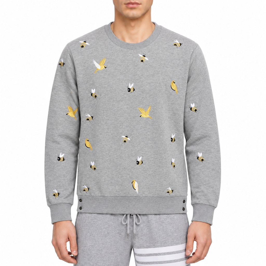 Premium 100% Cotton Embroidered Zip - Up Hoodie - Full - Zip Hooded Sweatshirt | Thom Browne