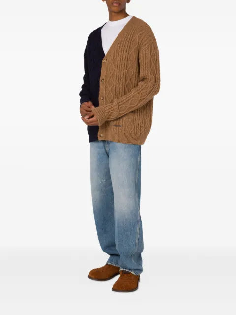 Moschino cable-knit two-tone cardigan