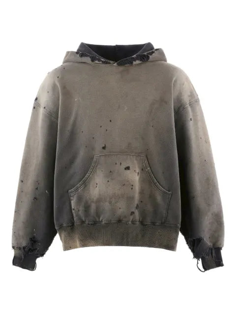 SAINT MXXXXXX distressed front pouch pocket hoodie