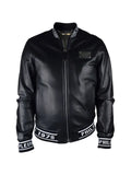 Philipp Plein logo leather bomber jacket