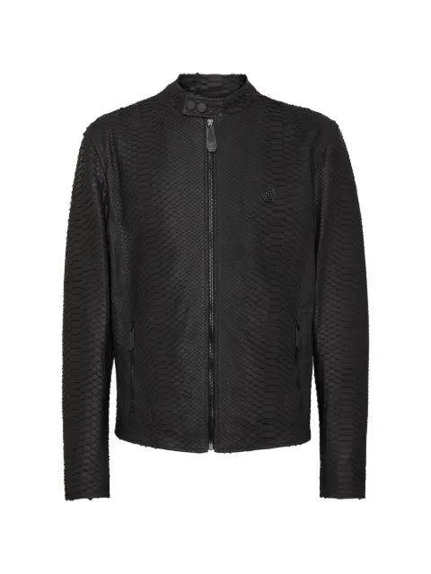 Philipp Plein Moto jacket in python leather
