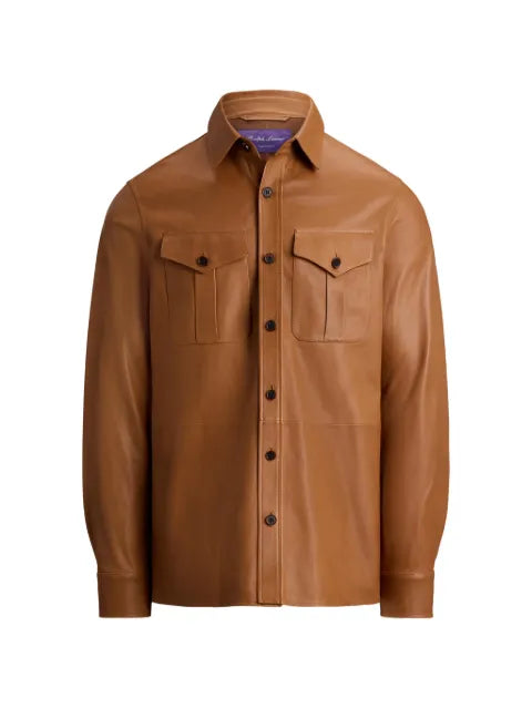 Ralph Lauren Purple Label Purple Label cargo-pocket leather overshirt