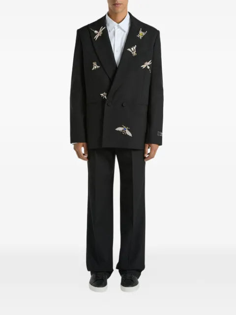 Balmain embroidered wool and crystal insect jacket