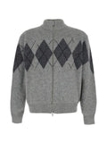 COOR argyle-pattern zip-up sweater