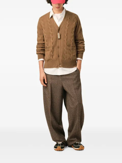 AMI Paris brown cable wool cardigan