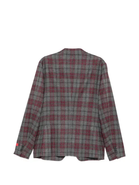 Isaia check-pattern notch-lapel blazer