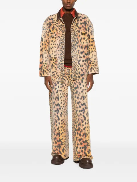 R13 leopard-print corduroy-collar jacket