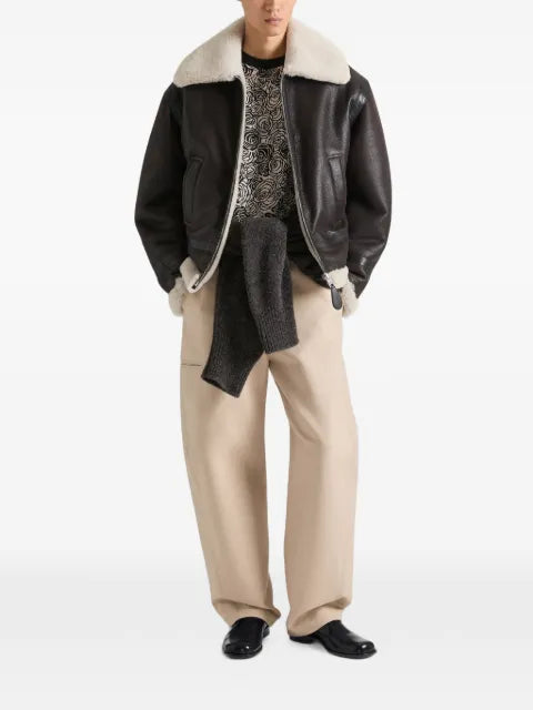 Givenchy couture seam pilot blouson in leather and shearling