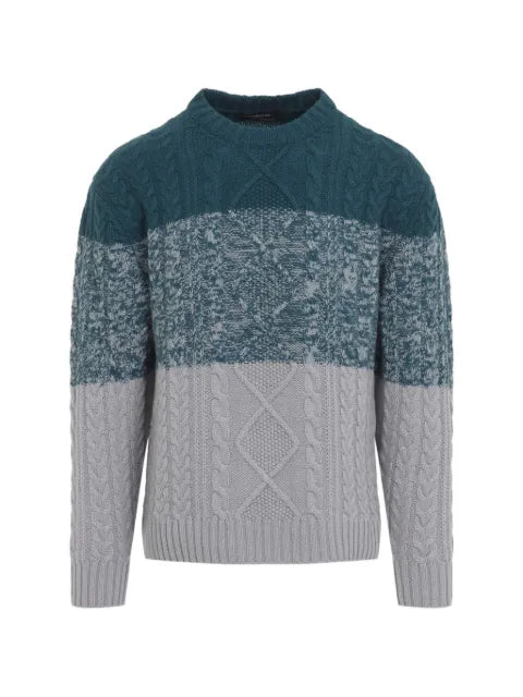 Kiton cable-knit colour-block sweater