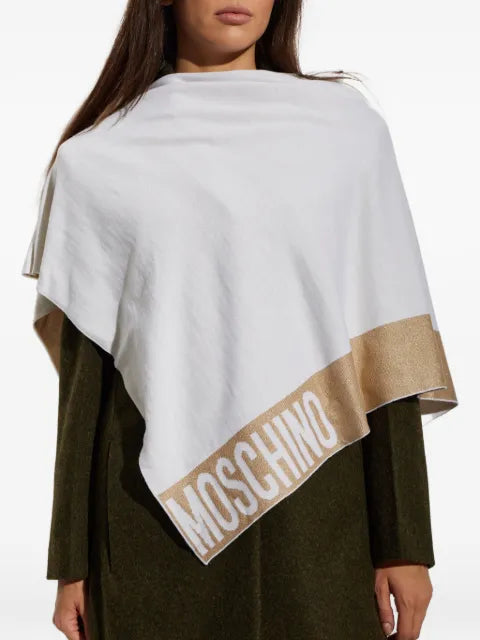Moschino metallic-thread logo-print poncho