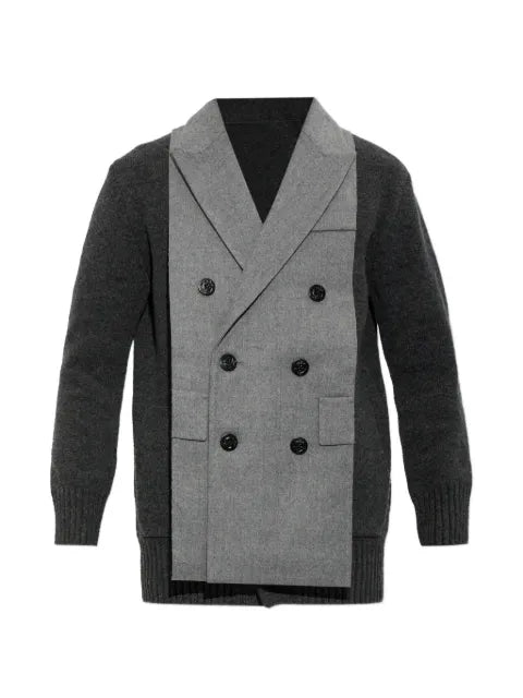 sacai double-breasted panel cardigan