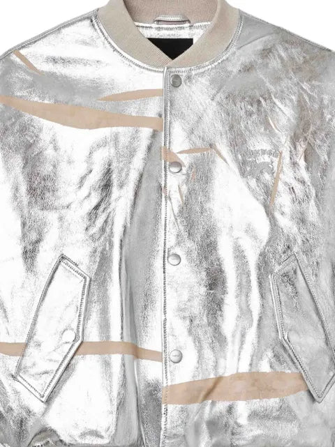 Purple Brand metallic-effect leather bomber jacket