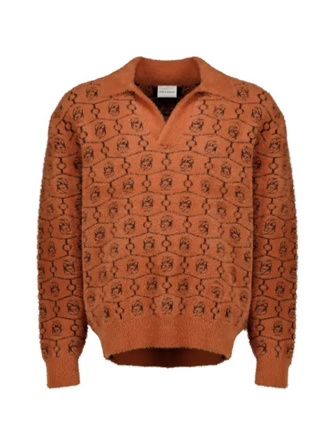 Drôle De Monsieur monogram-jacquard wool sweater
