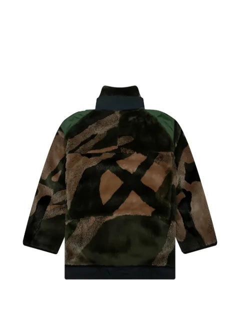 sacai x Kaws jacquard faux-fur jacket