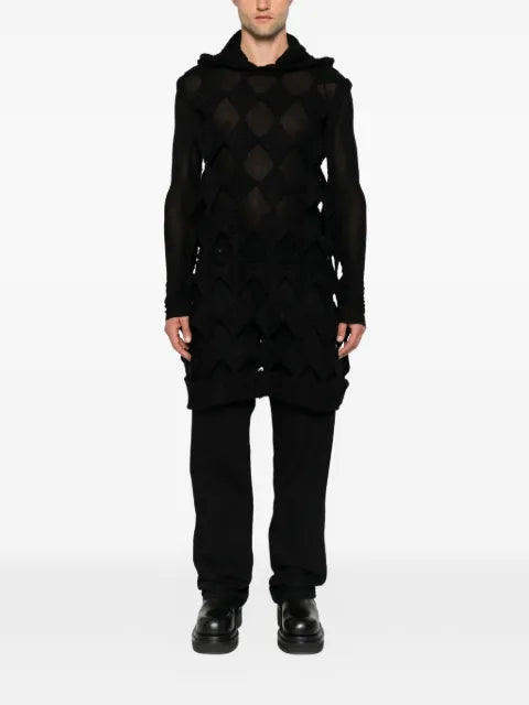 Rick Owens Sarutanya diamond-knit hoodie
