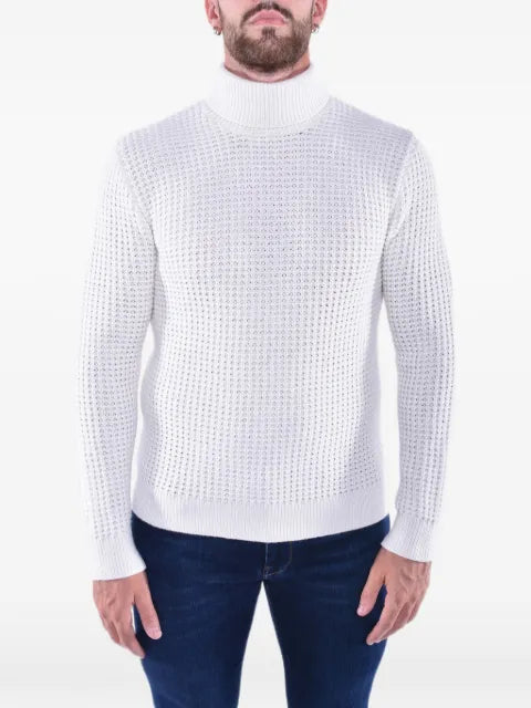 Eleventy waffle-knit roll-neck sweater