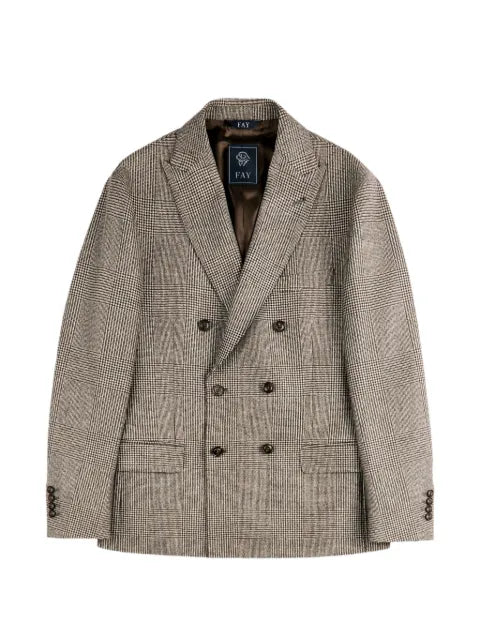 Fay Prince of Wales check double-breasted blazer