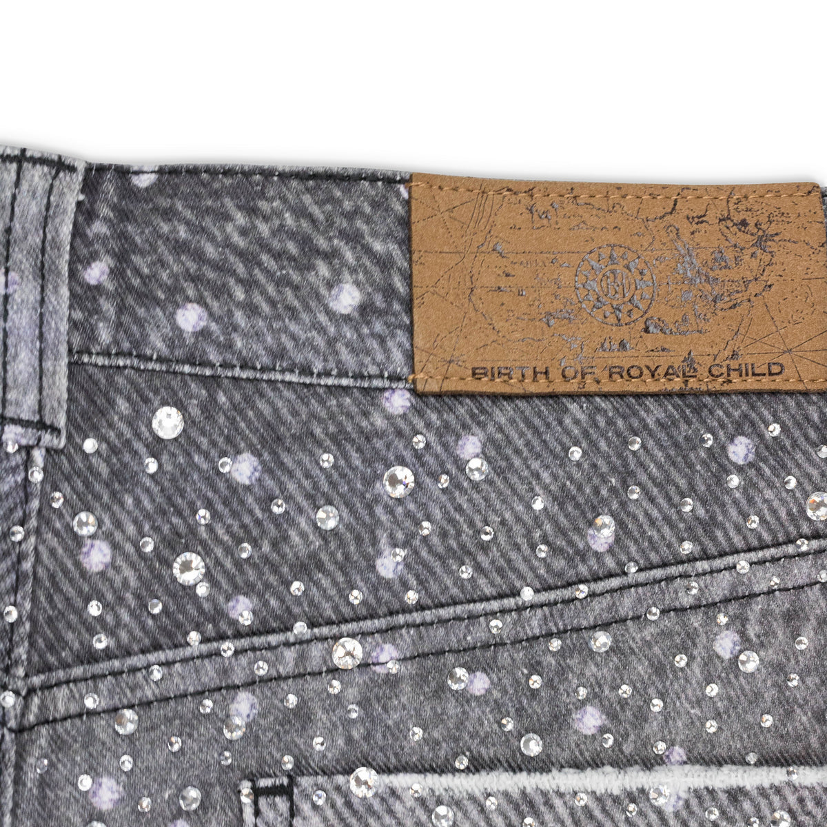 Black 3d Printed 20k Swarovski Boro Jeans