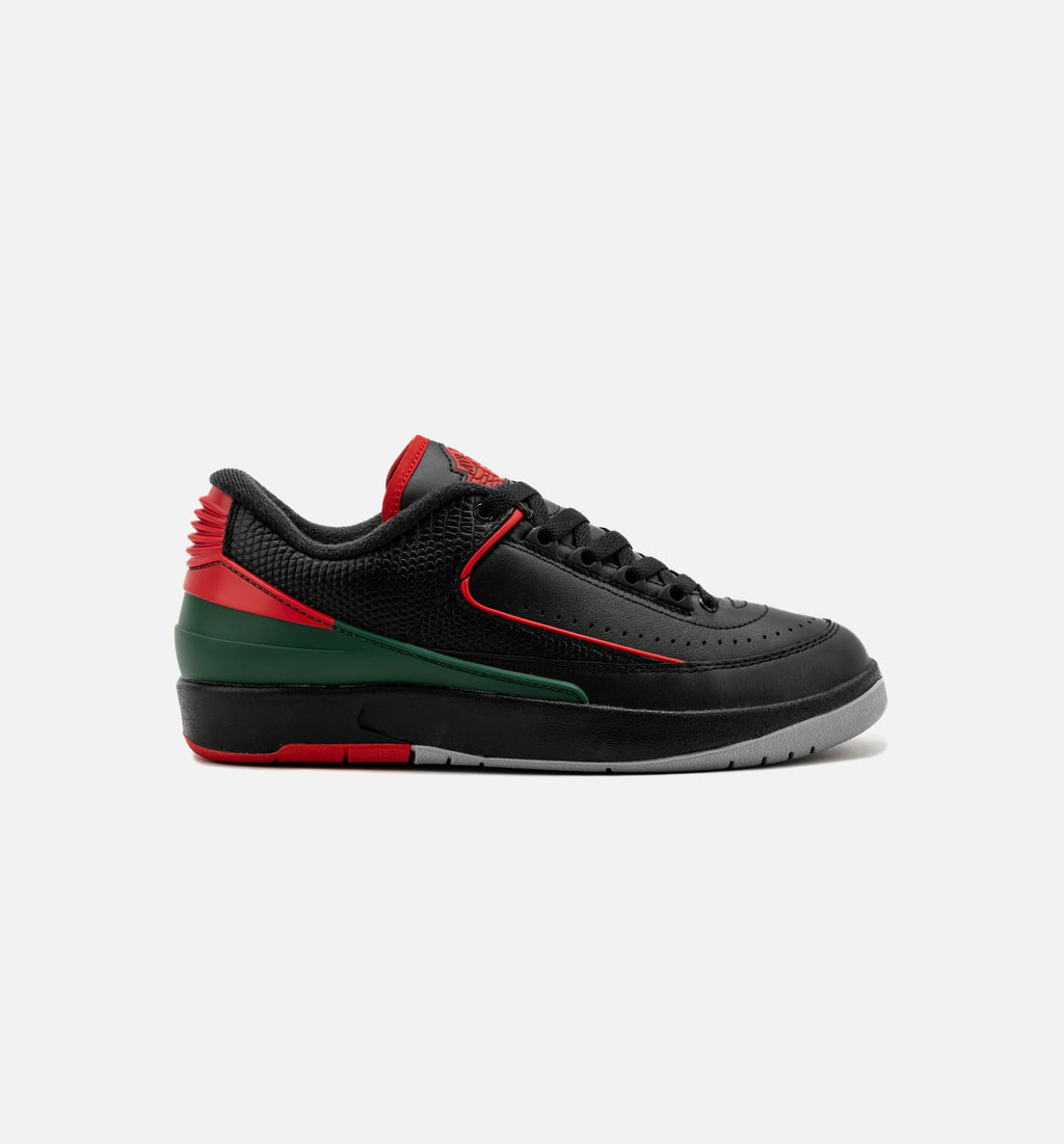 Air Jordan 2 Retro Low Christmas Big Kids' Lifestyle Shoes - Black/Fire Red/Cement Grey