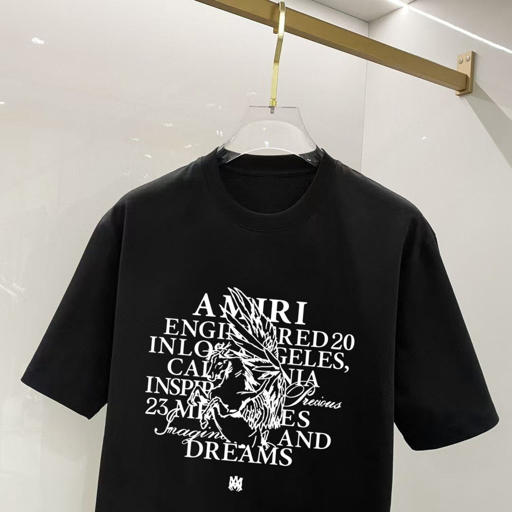 AMIRI Los Angeles Text Portrait Graphic Crew Neck Short‑Sleeve T‑Shirt
