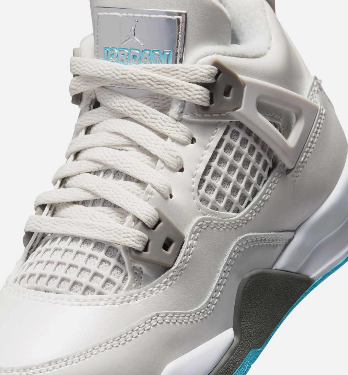 Air Jordan 4 Retro Blue Chill Preschool Lifestyle Shoes - Photon Dust/Blue Chill/Flat Pewter/White/Blue Tint