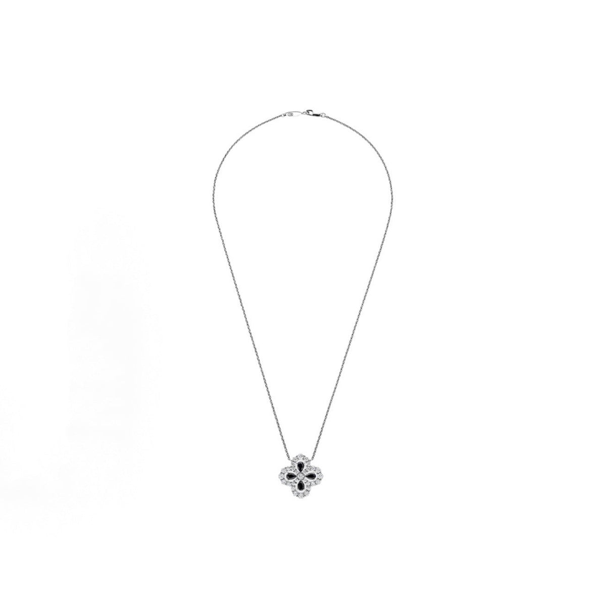 Harry Winston Style Four-Leaf Clover Cubic Zirconia Necklace
