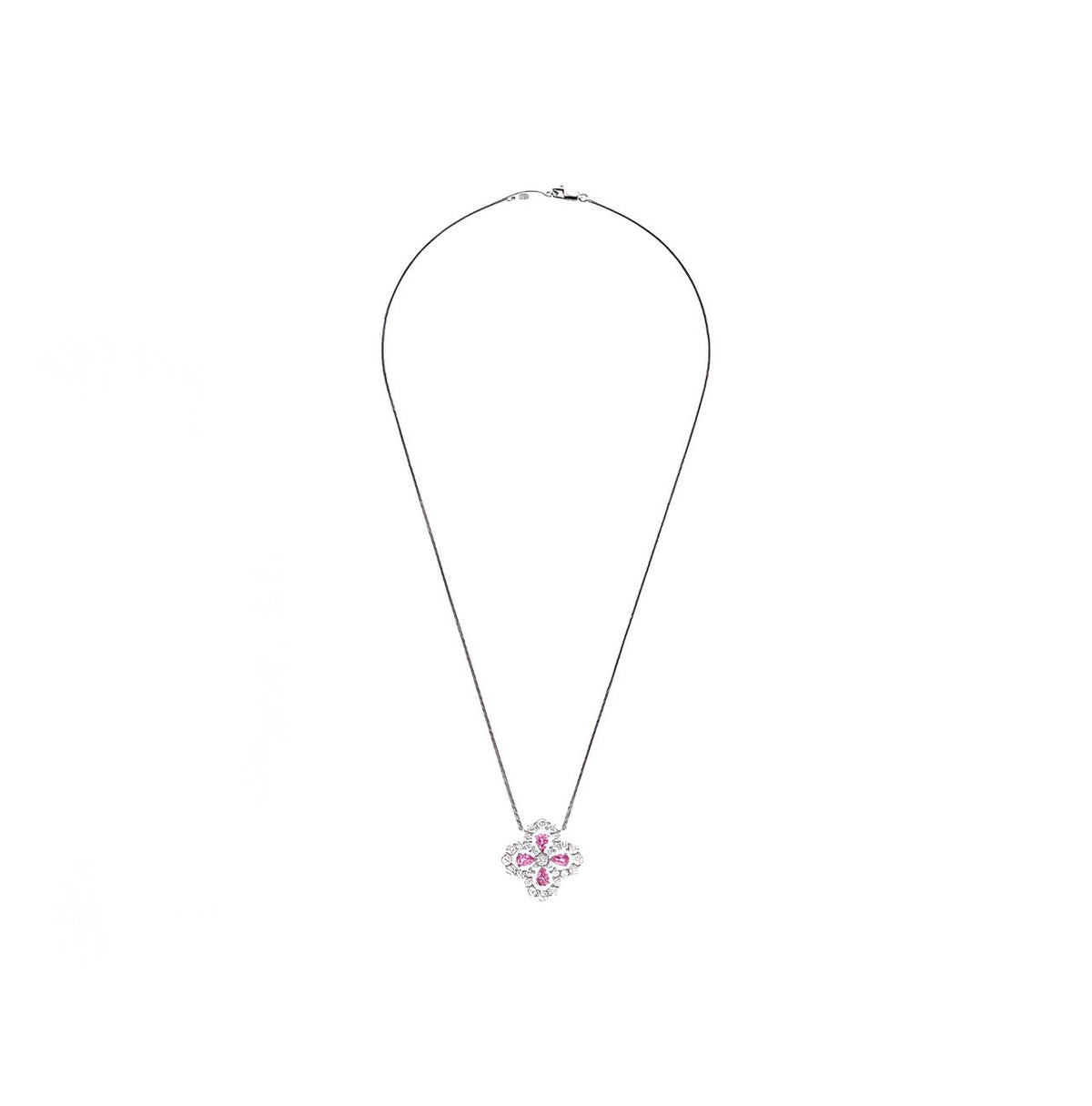 Harry Winston Style Four-Leaf Clover Cubic Zirconia Necklace