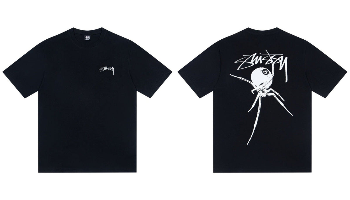 Stussy Spider 8 Ball Front And Back Graphic Short Sleeve Tee