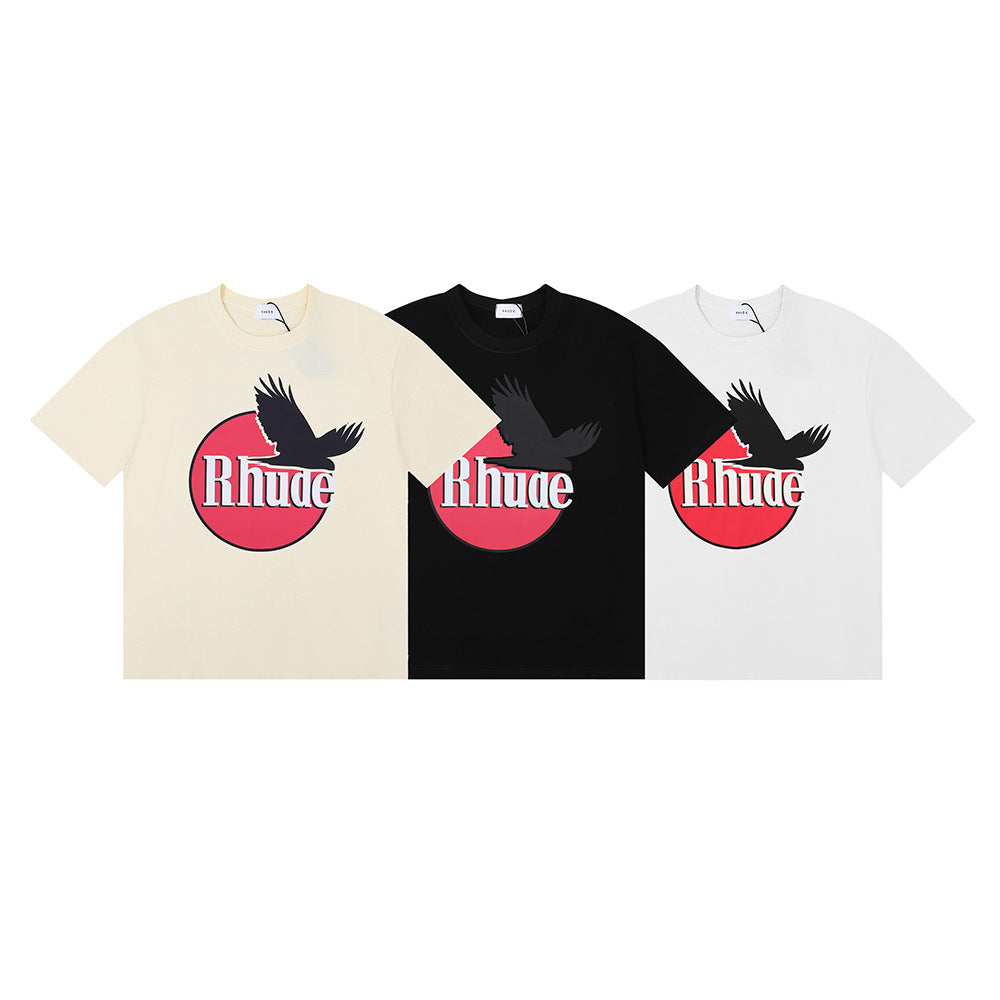 Rhude T-shirt Black Dove Letter Print Short Sleeve T-shirt