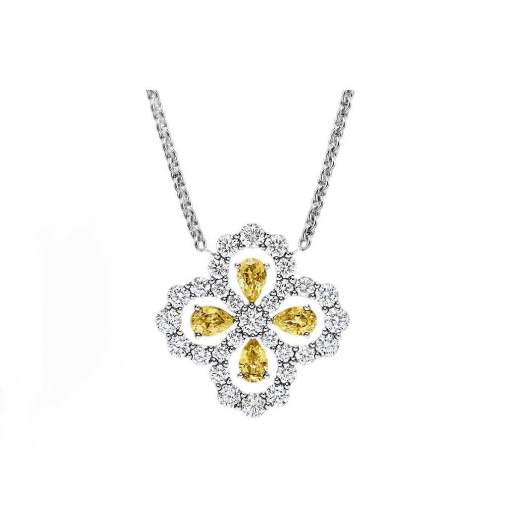 Harry Winston Style Four-Leaf Clover Cubic Zirconia Necklace