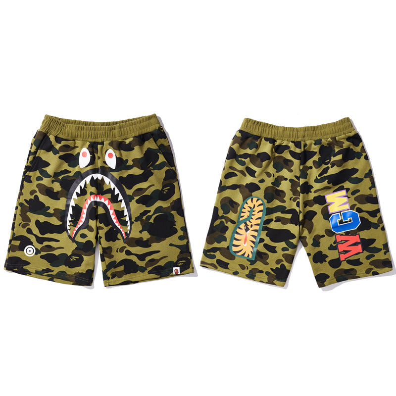 BAPE Shark Camo Print Streetwear Casual Shorts Unisex