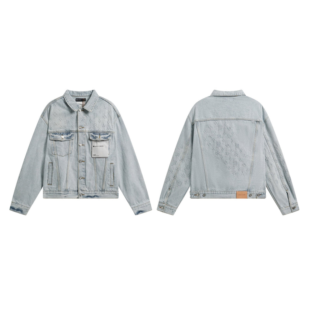 Purple Brand Loose Fit Distressed Denim Jacket Unisex