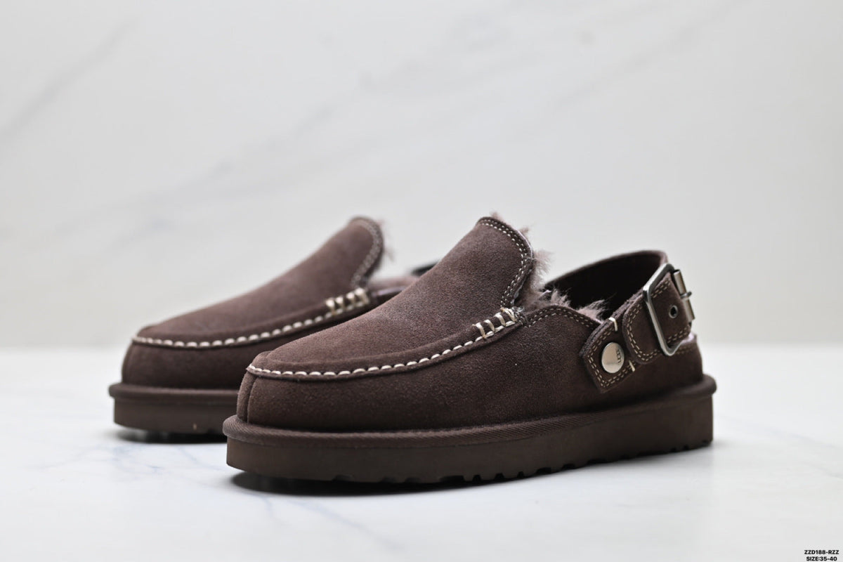 UGG Golden Family Shearling Buckle Clogs