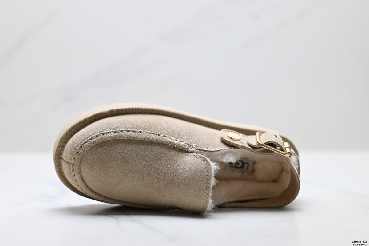 UGG Golden Family Shearling Buckle Clogs