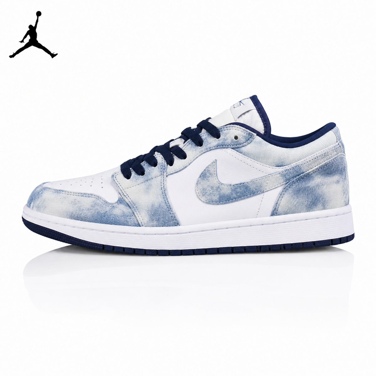 Air Jordan 1 Low Washed Denim Tie-Dye Unisex Sneakers CZ8455-100