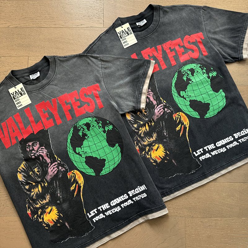 VALE USA Fest Graphic Washed Black T-Shirt