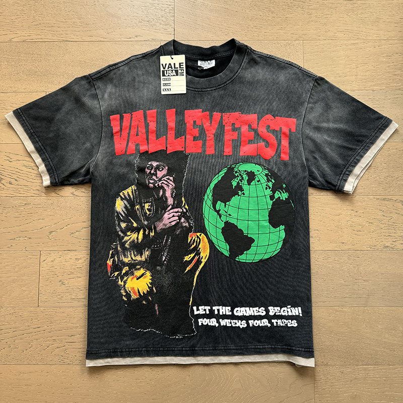 VALE USA Fest Graphic Washed Black T-Shirt