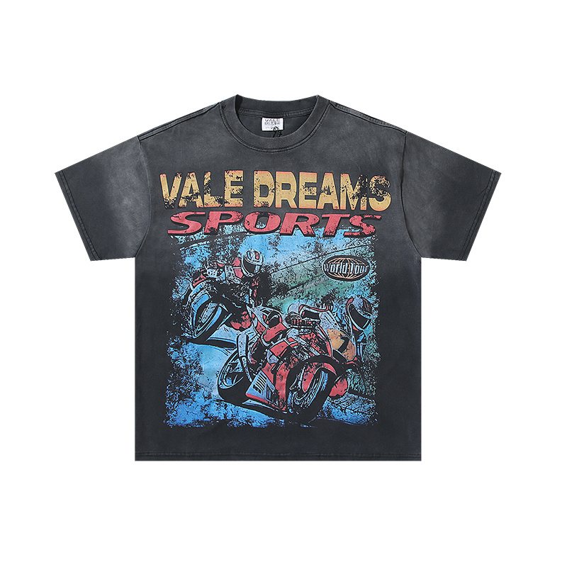 VALE USA Motorcycle Graphic Washed T-Shirt