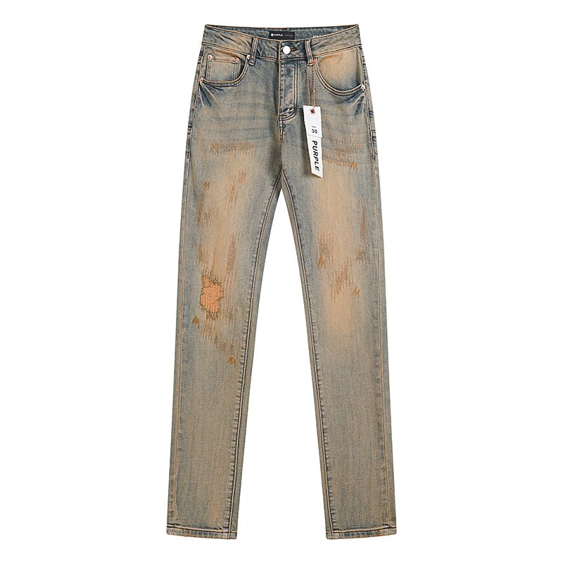 Purple Brand Light Blue Distressed Slim Tapered Jeans